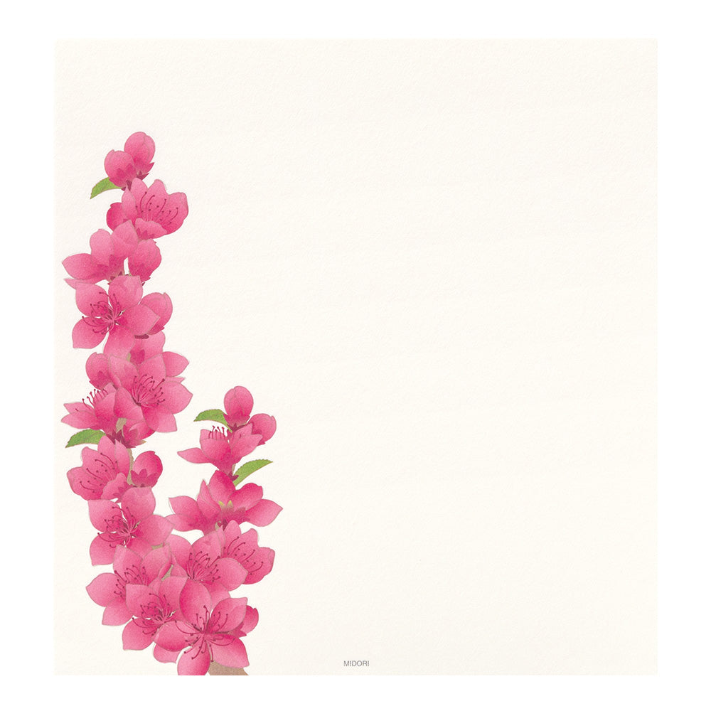 Midori Letter Pad 125 Four Designs Spring Flower and Tree S2