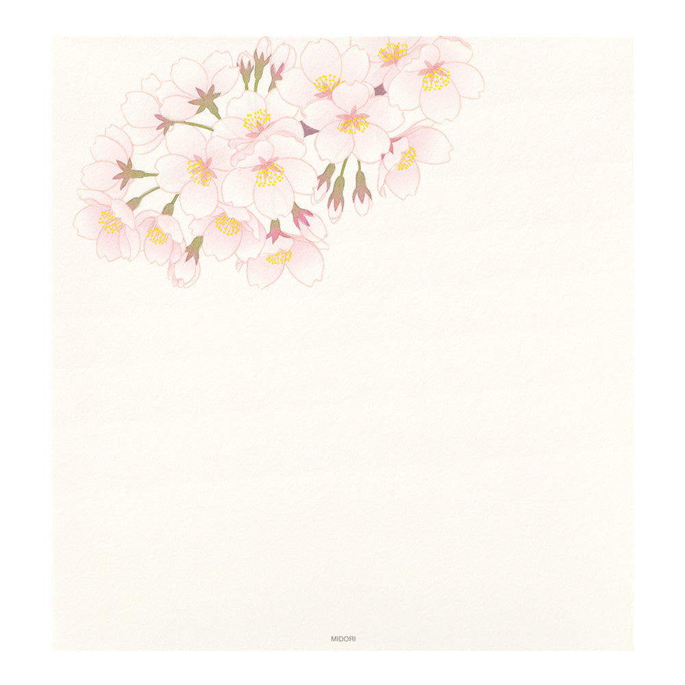 Midori Letter Pad 125 Four Designs Spring Flower and Tree S2
