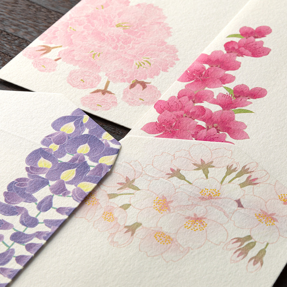 Midori Envelope 126 Four Designs Spring Flower and Tree S2