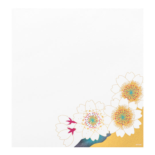 Midori Letter Pad 129 Silk-Printing Cherry Blossom Gold