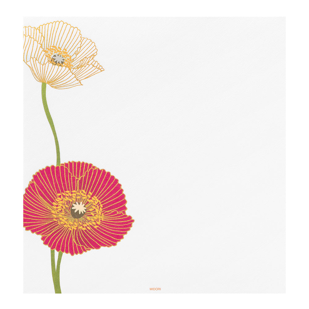 Midori Letter Pad 131 Silk-Printing Poppy S2
