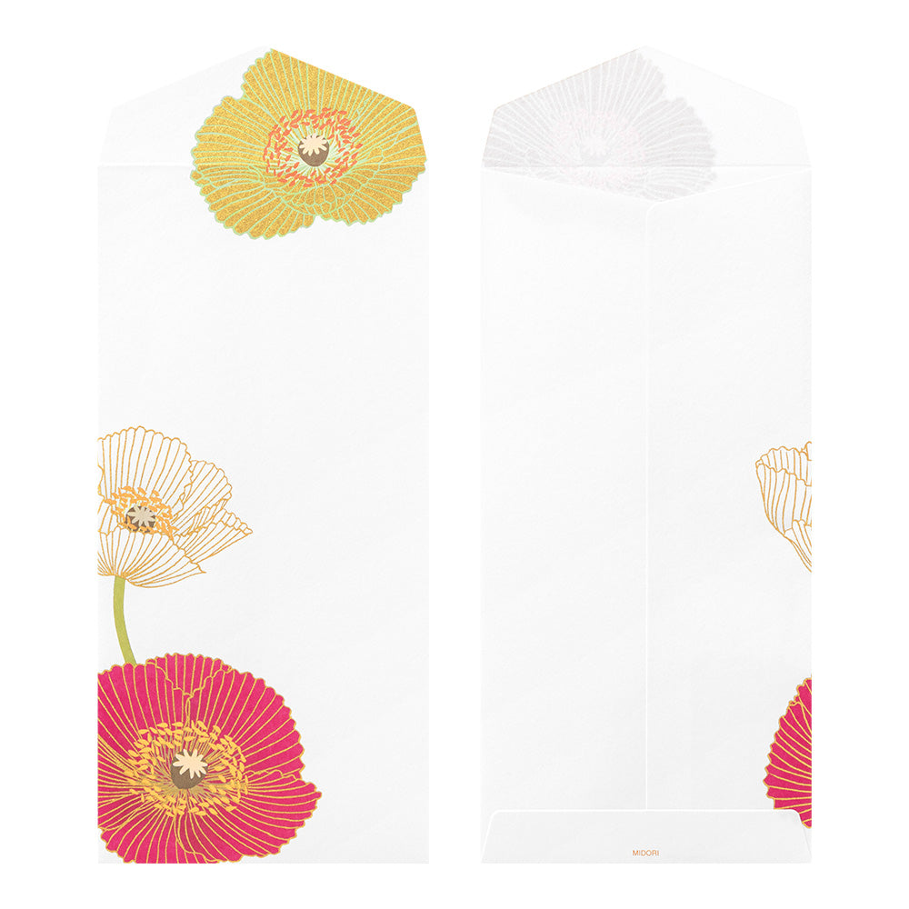 Midori Envelope 132 Silk-Printing Poppy S2