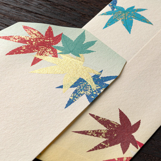Midori Envelope 146 Silk-Printing Colorful Japanese Maple