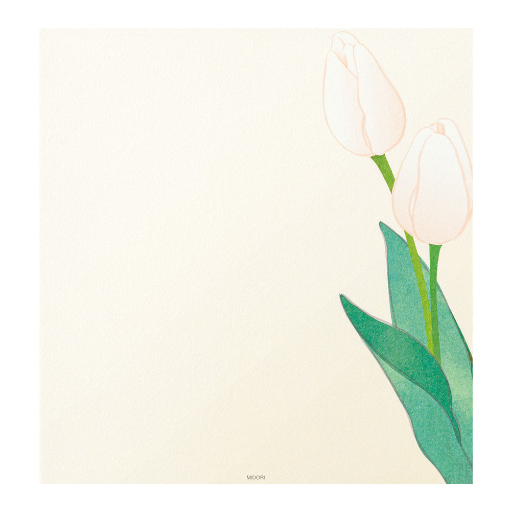 Midori Letter Pad 157 Four Designs Spring Flower White