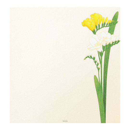 Midori Letter Pad 157 Four Designs Spring Flower White