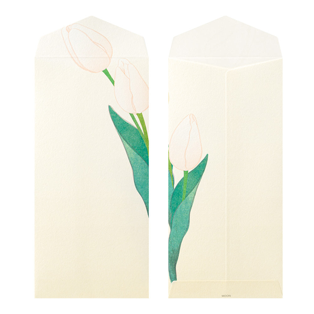 Midori Envelope 158 Four Designs Spring Flower White