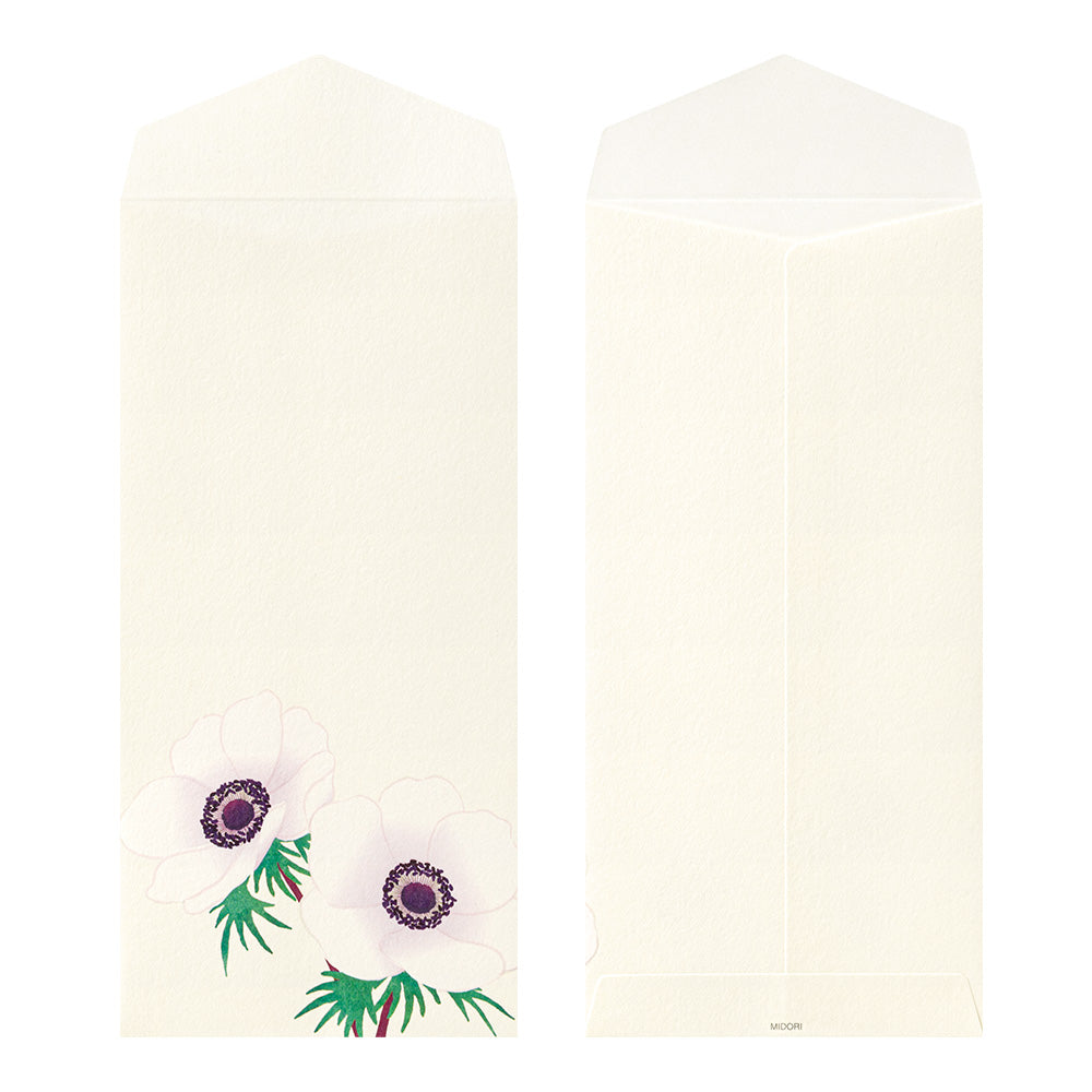 Midori Envelope 158 Four Designs Spring Flower White