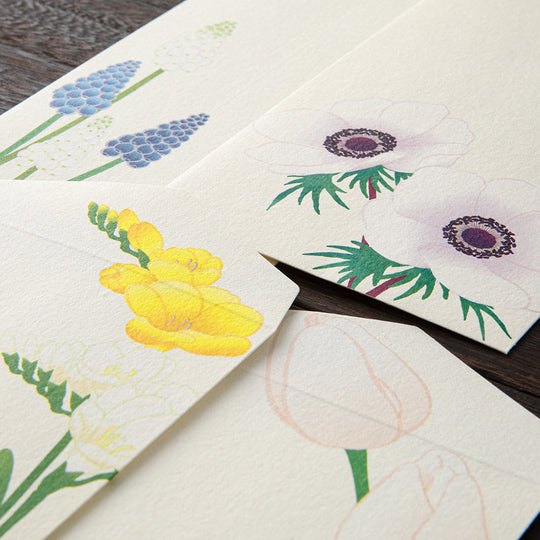Midori Envelope 158 Four Designs Spring Flower White