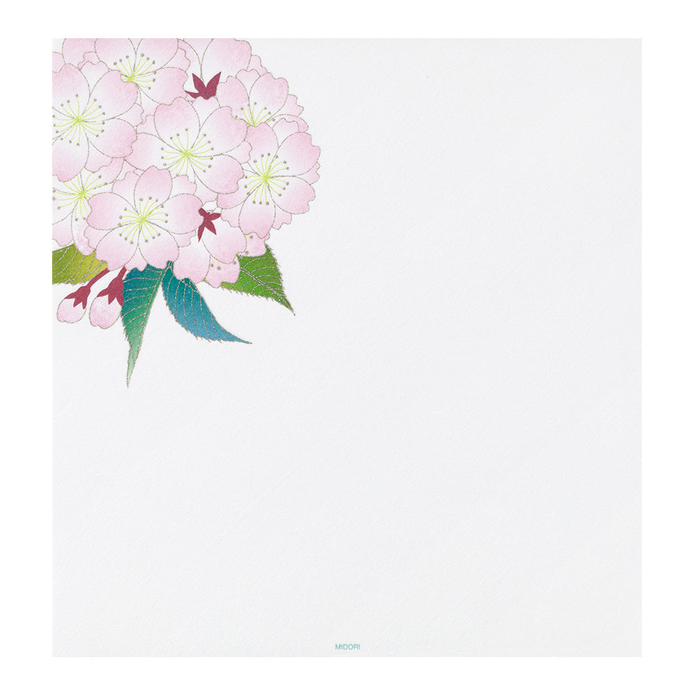 Midori Letter Pad 161 Silk-Printing Ball-Shaped Cherry Blossom