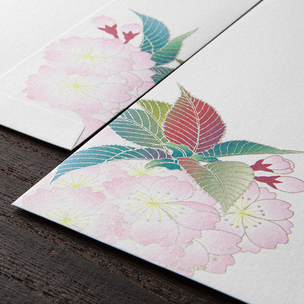 Midori Envelope 162 Silk-Printing Ball-Shaped Cherry Blossom
