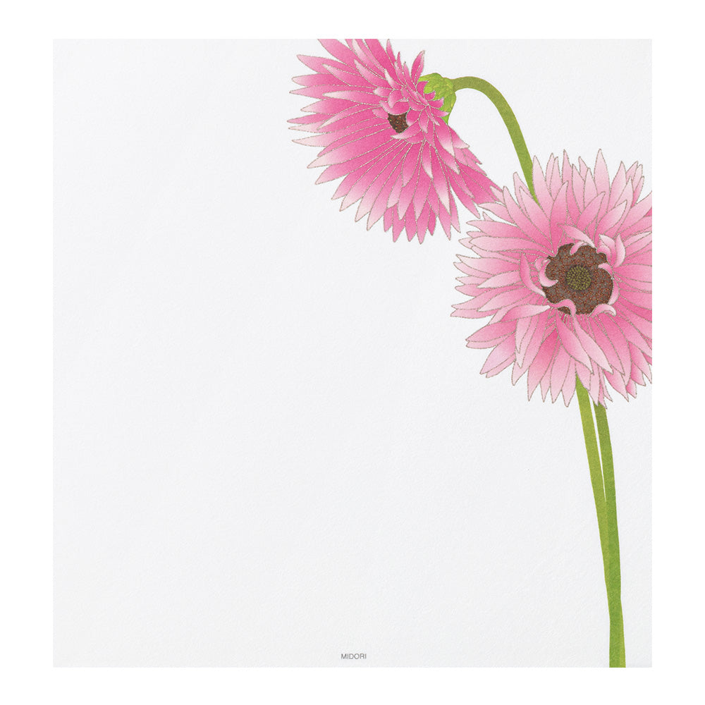 Midori Letter Pad 163 Silk-Printing Gerbera