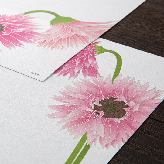 Midori Letter Pad 163 Silk-Printing Gerbera