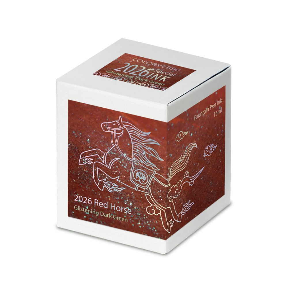 ** Pre-order** Colorverse Fountain Pen Ink 2026 Lunar New Year- Red Horse / Dark Green Shimmer
