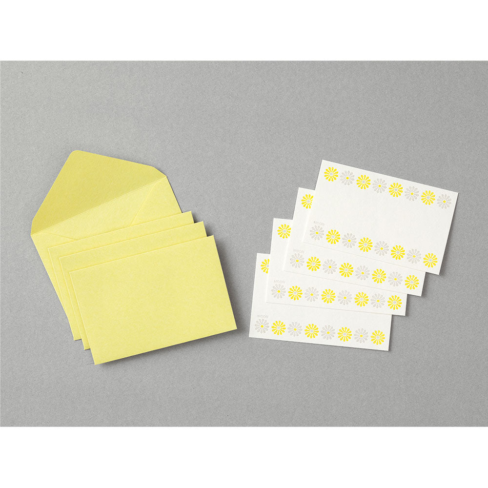 Midori Card Set <Business Card Size> Letterpress Flower line Yellow