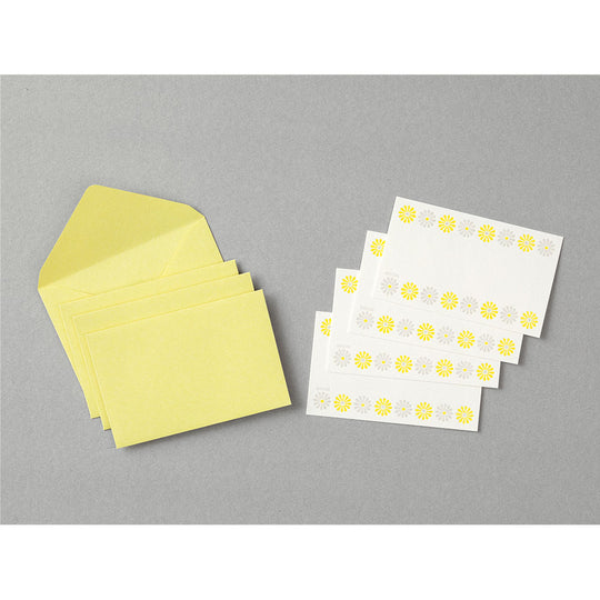 Midori Card Set <Business Card Size> Letterpress Flower line Yellow