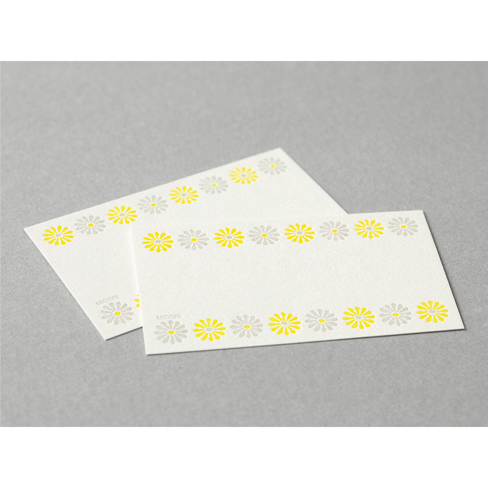 Midori Card Set <Business Card Size> Letterpress Flower line Yellow