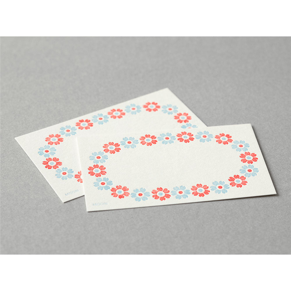 Midori Card Set <Business Card Size> Letterpress Flower frame Light blue