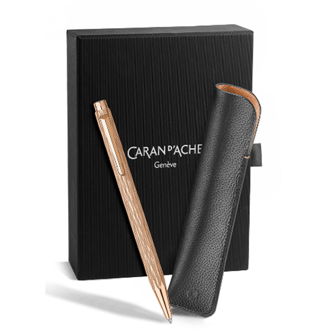 Caran d'Ache ECRIDOR™ VENETIAN Set Rose Gold Ballpoint Pen & Leather Case - Special Edition