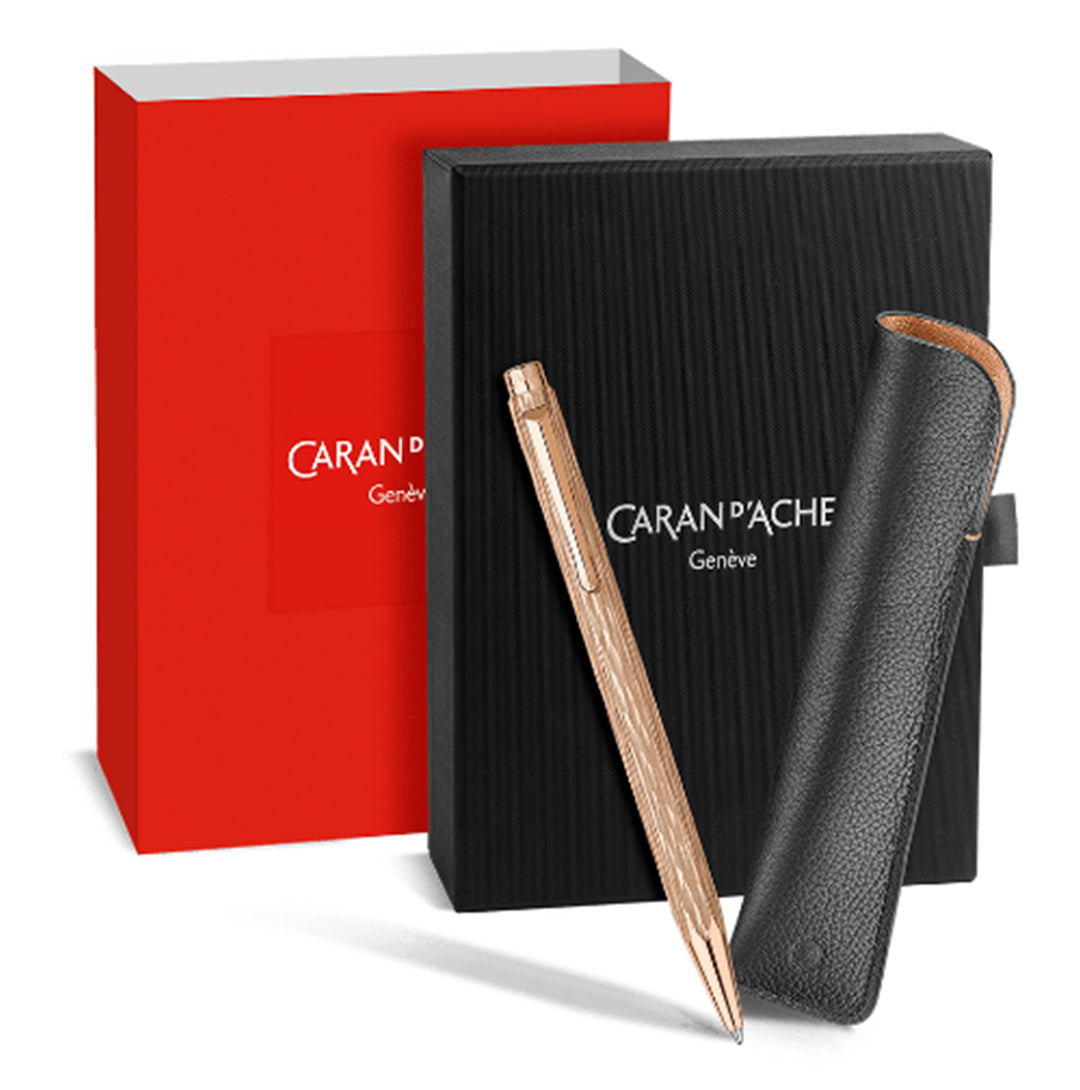 Caran d'Ache ECRIDOR™ VENETIAN Set Rose Gold Ballpoint Pen & Leather Case - Special Edition