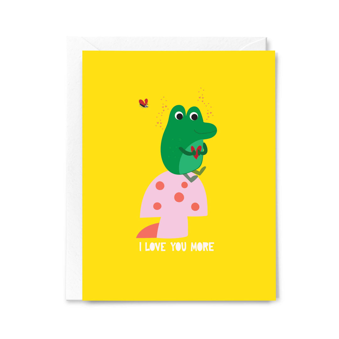 Love You More Valentine’s Day Card – Cute Frog on Mushroom