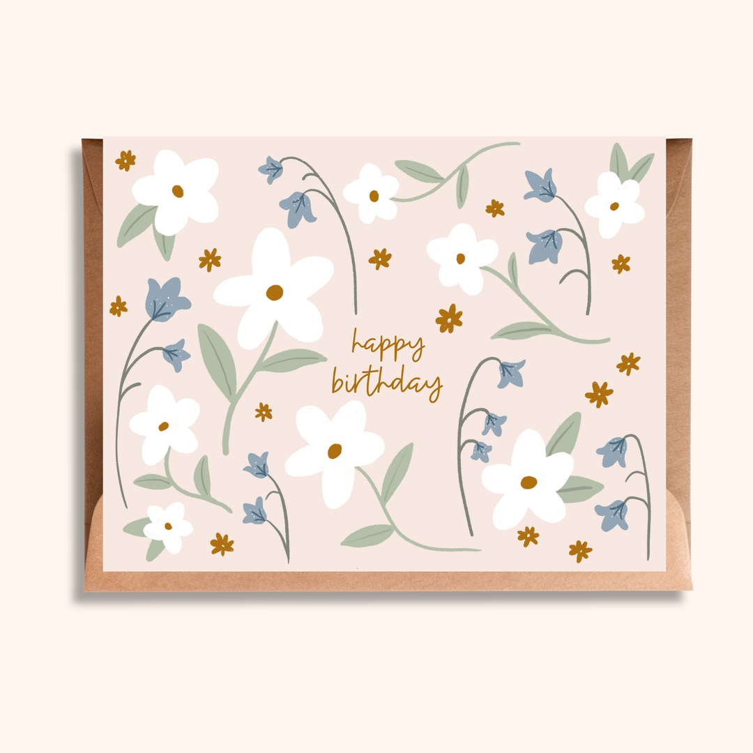 Happy Birthday Floral Pattern | Cute Spring Greeting Card