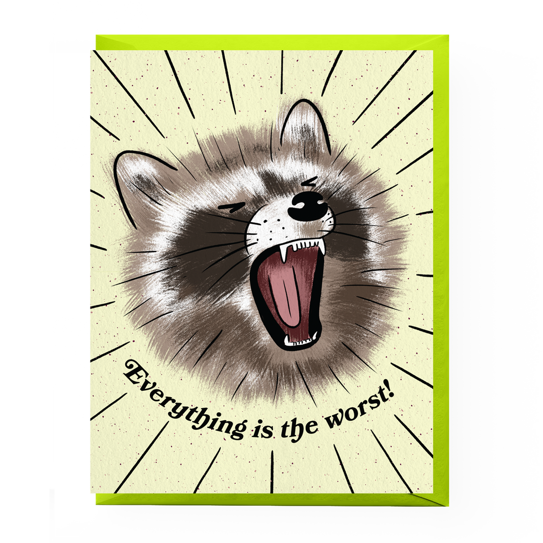 The Worst Raccoon Sympathy Card: Clear sleeve