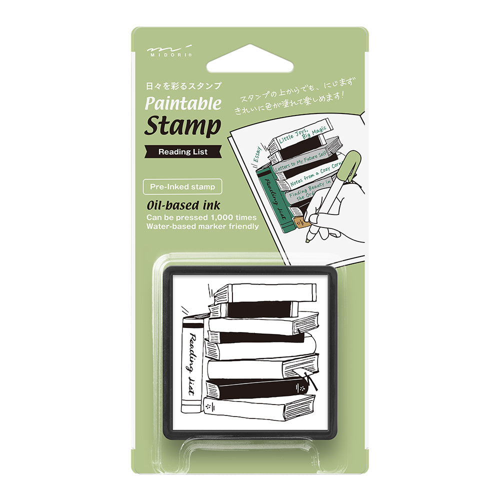 Midori Paintable Stamp Pre-inked- Reading List