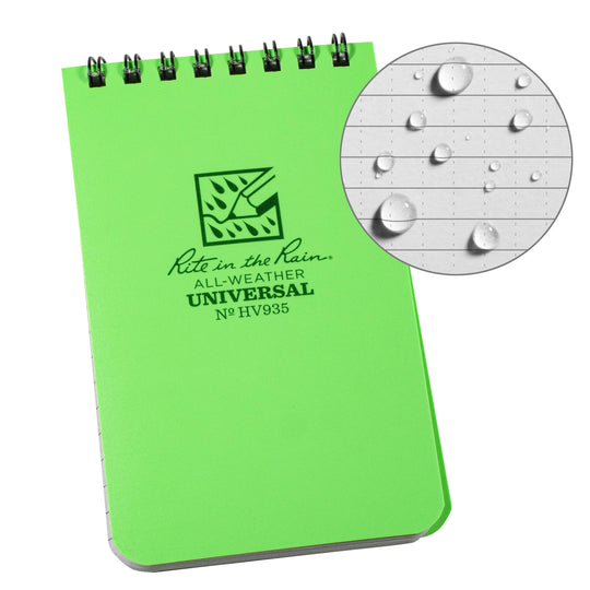 Rite in the Rain 3" x 5" Top Spiral Notebook - Bright Green