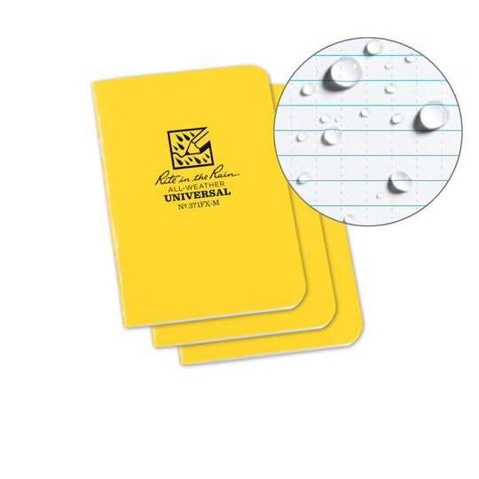 Rite in the Rain Notebook, 3.25" x 4.625" Yellow Cover 3 PK