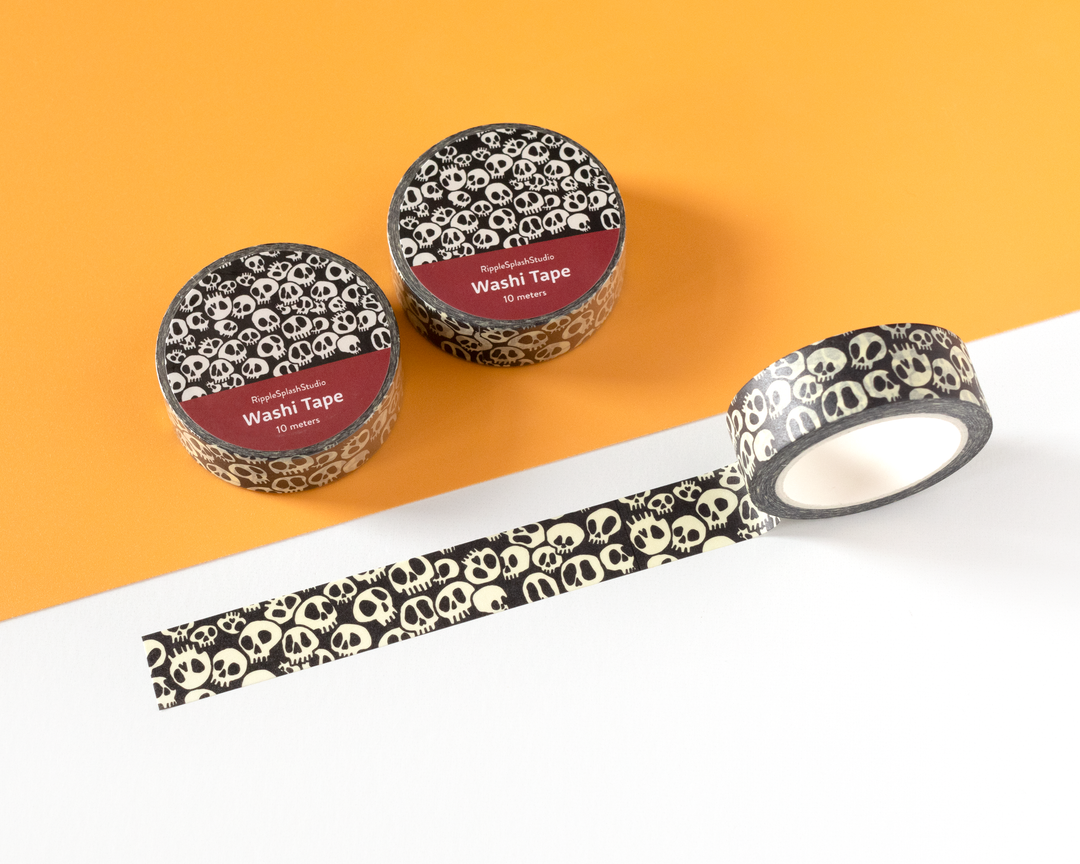 Gothic Black &amp; Cream Skull Washi Tape