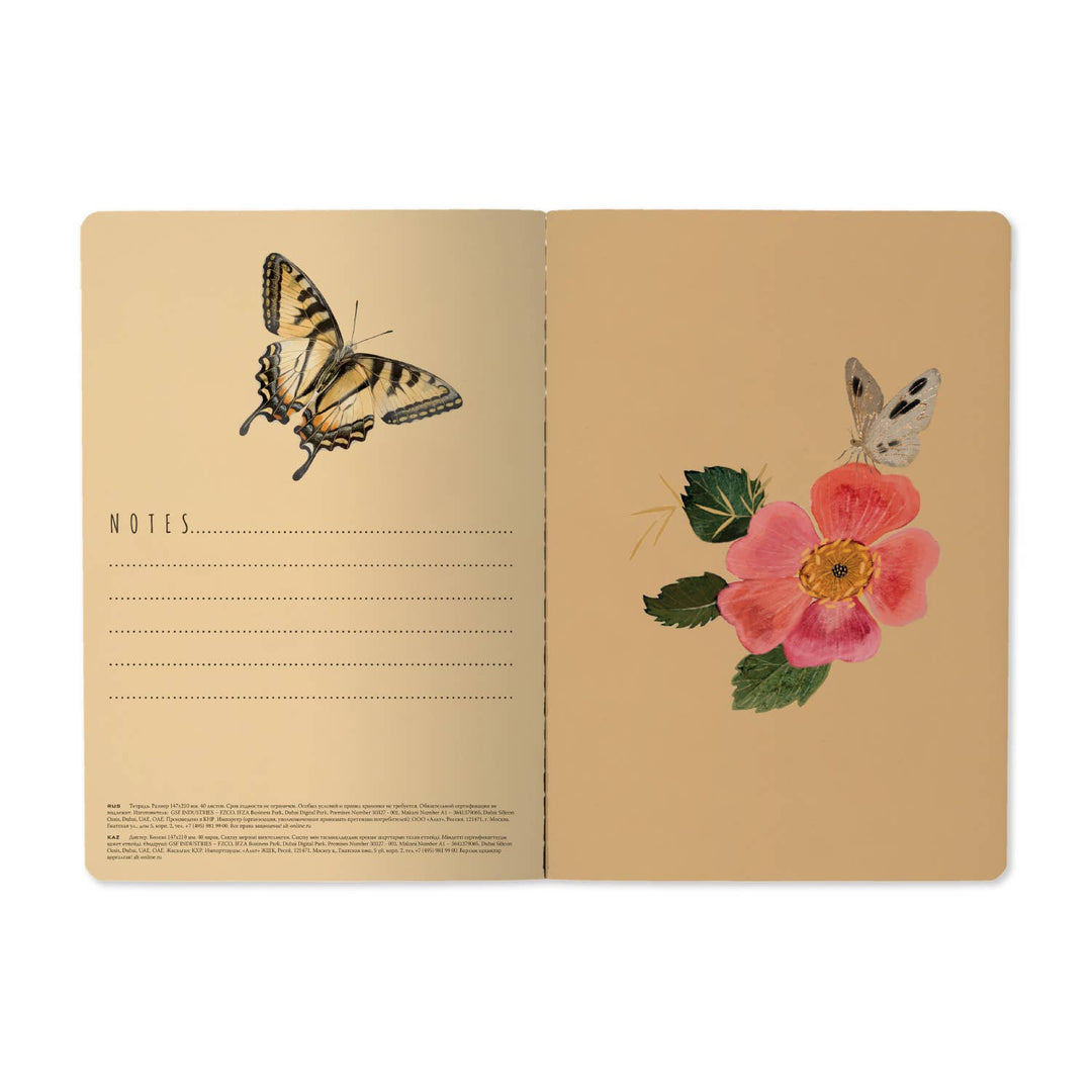 A5 Notebook - Butterflies and Peonies 