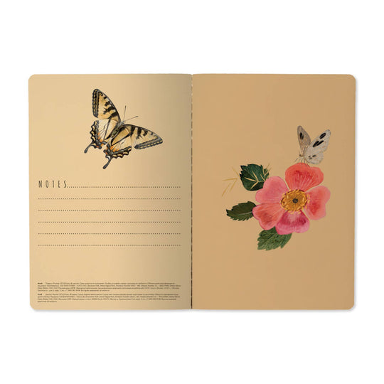 A5 Notebook - Butterflies and Peonies 