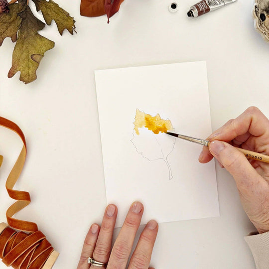 Fall leaves paintable watercolor notecard set