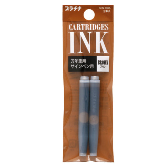 Platinum Japan Fountain Pen Ink Cartridge- Brown