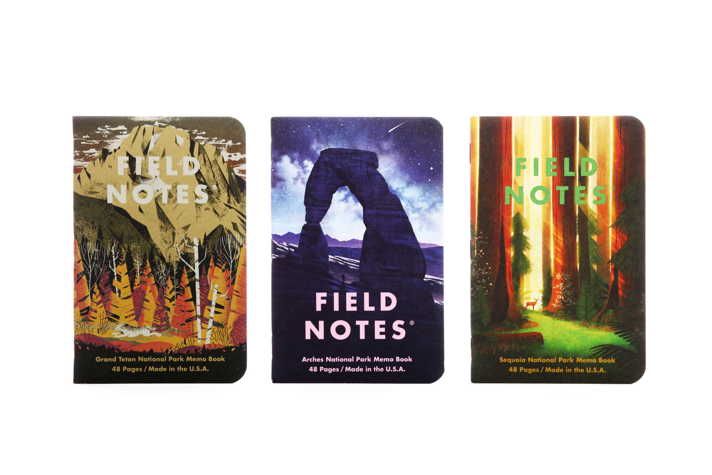 Field Notes 3½" × 5½" Notebooks- Grand Teton, Arches, Sequoia National Parks