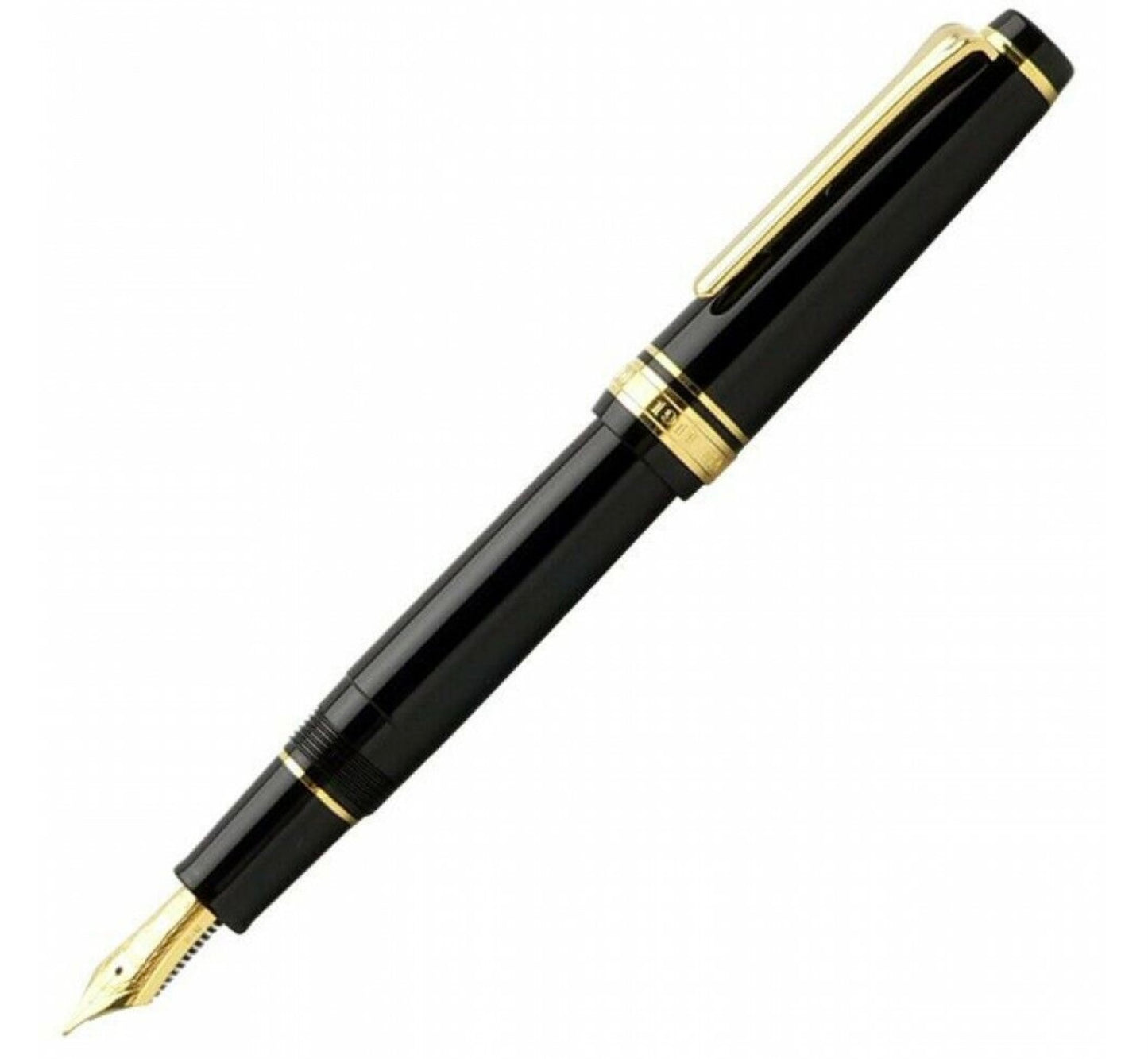 Sailor Professional Gear Slim Fountain Pen - Black with Gold Trim 14K Nib