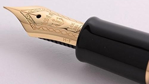 Sailor Professional Gear Slim Fountain Pen - Black with Gold Trim 14K Nib