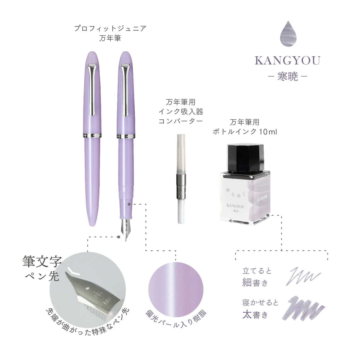 Sailor PROFIT Jr. +10 x Yurameku Fountain Pen & Ink Set - Kangyou