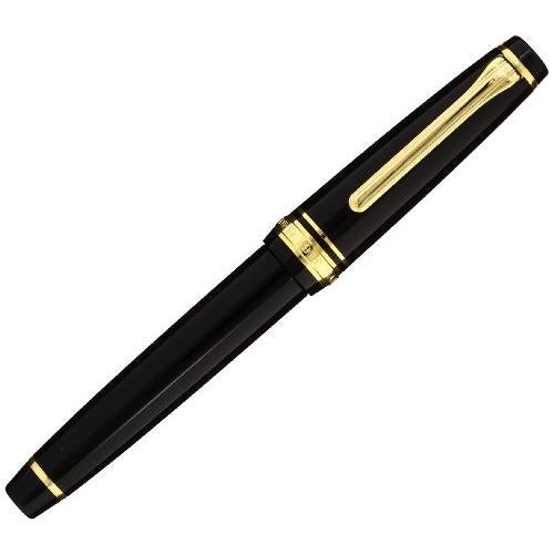 Sailor Professional Gear Slim Fountain Pen - Black with Gold Trim 14K Nib