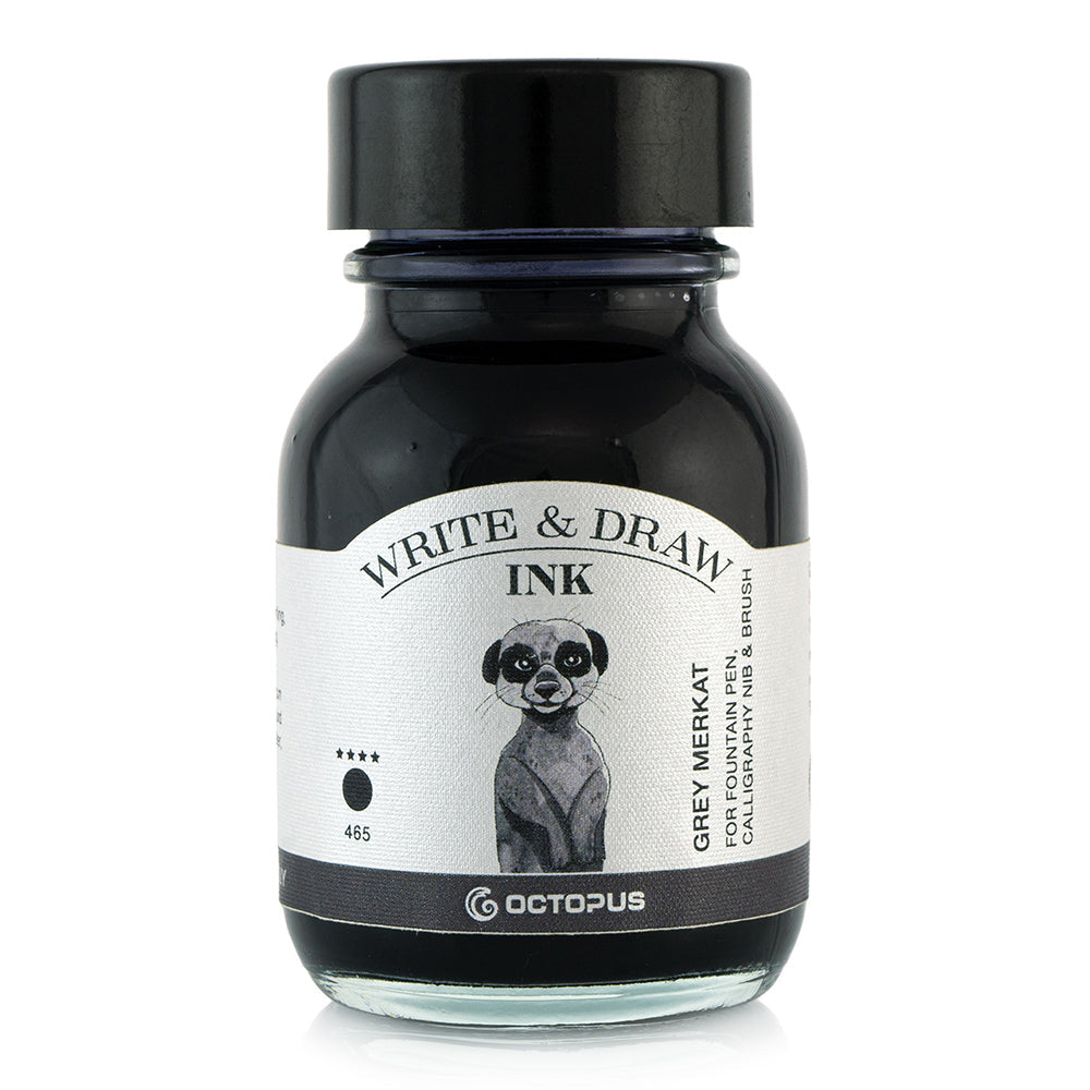 Octopus Fluids Write and Draw Fountain Pen Ink- Grey Merkat