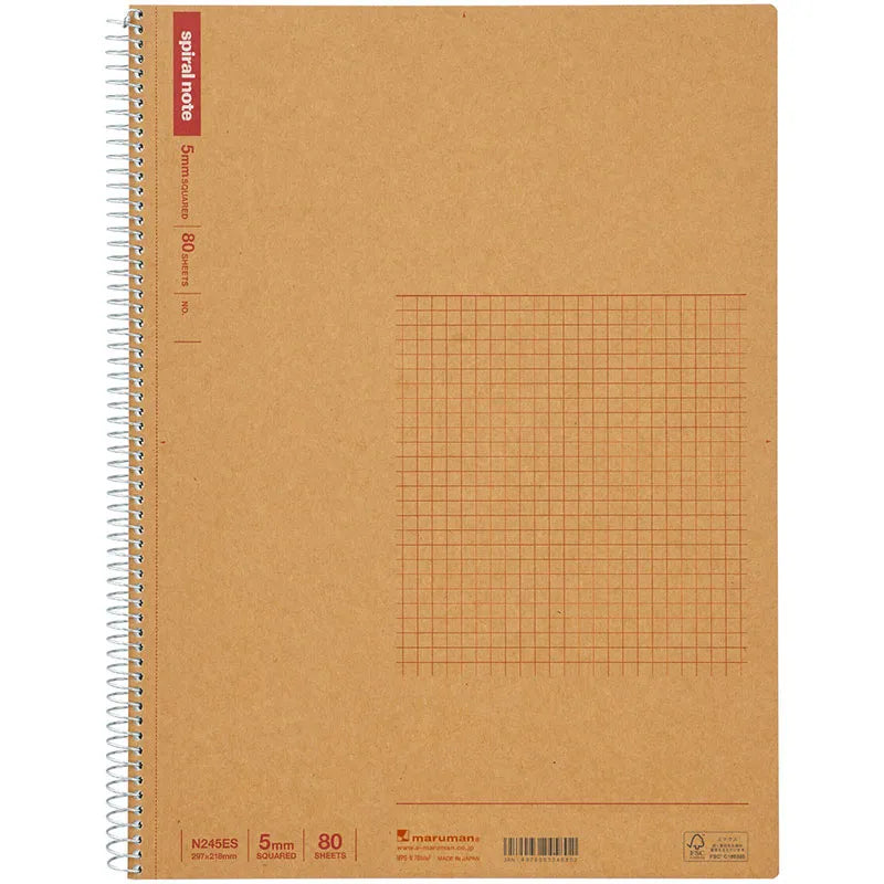 Maruman A4 Spiral Notebook Basic Grid 80 Sheets 5mm – Toronto Pen Shoppe