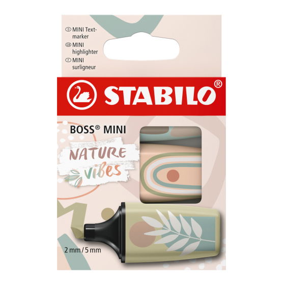 Stabilo Highlighter Boss Mini Naturevibes Set - Mud Green/Eucalyptus/Beige