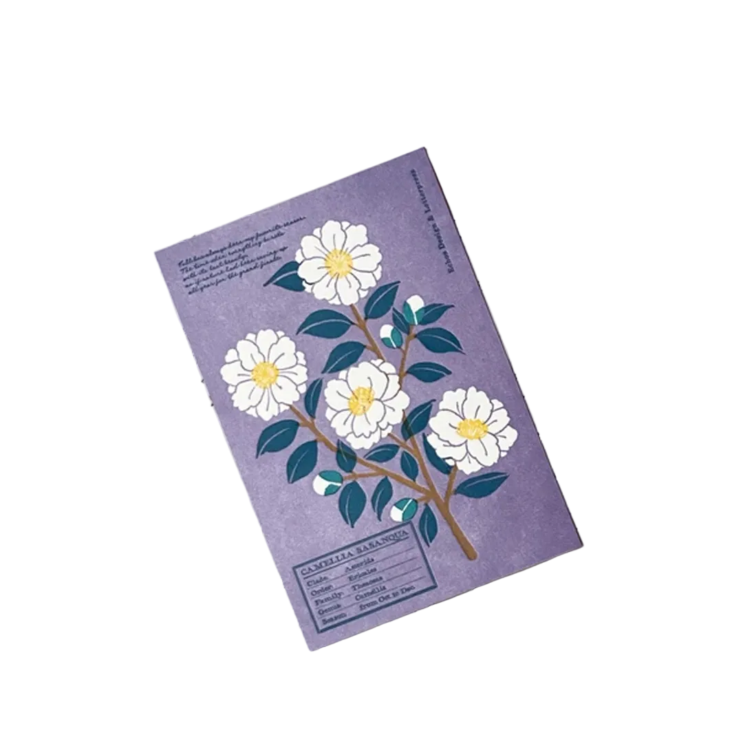 Echos Design &amp; Letterpress Postcard Flower White - Camellia Sasanqua