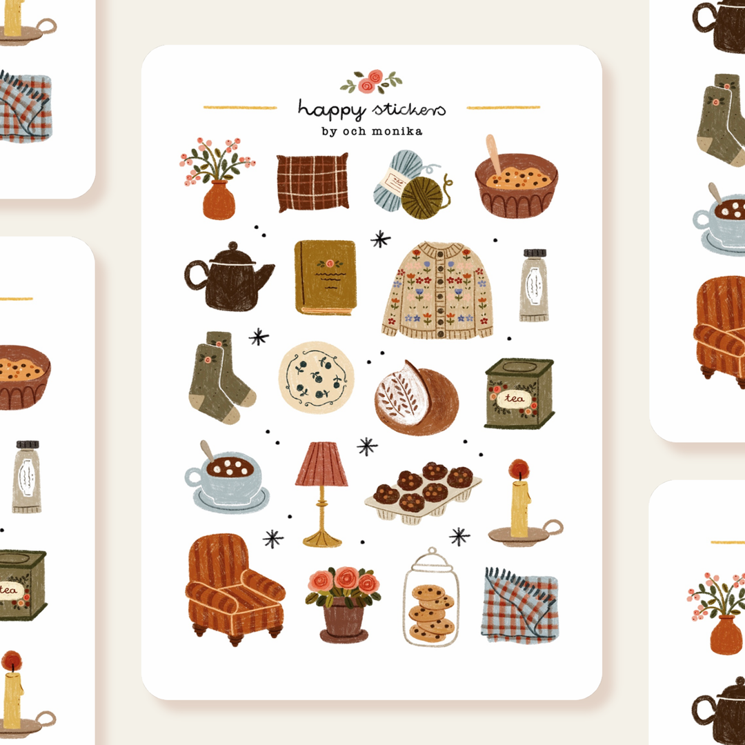 Cozy Home - Sticker Sheet | Hygge Decor Stationery