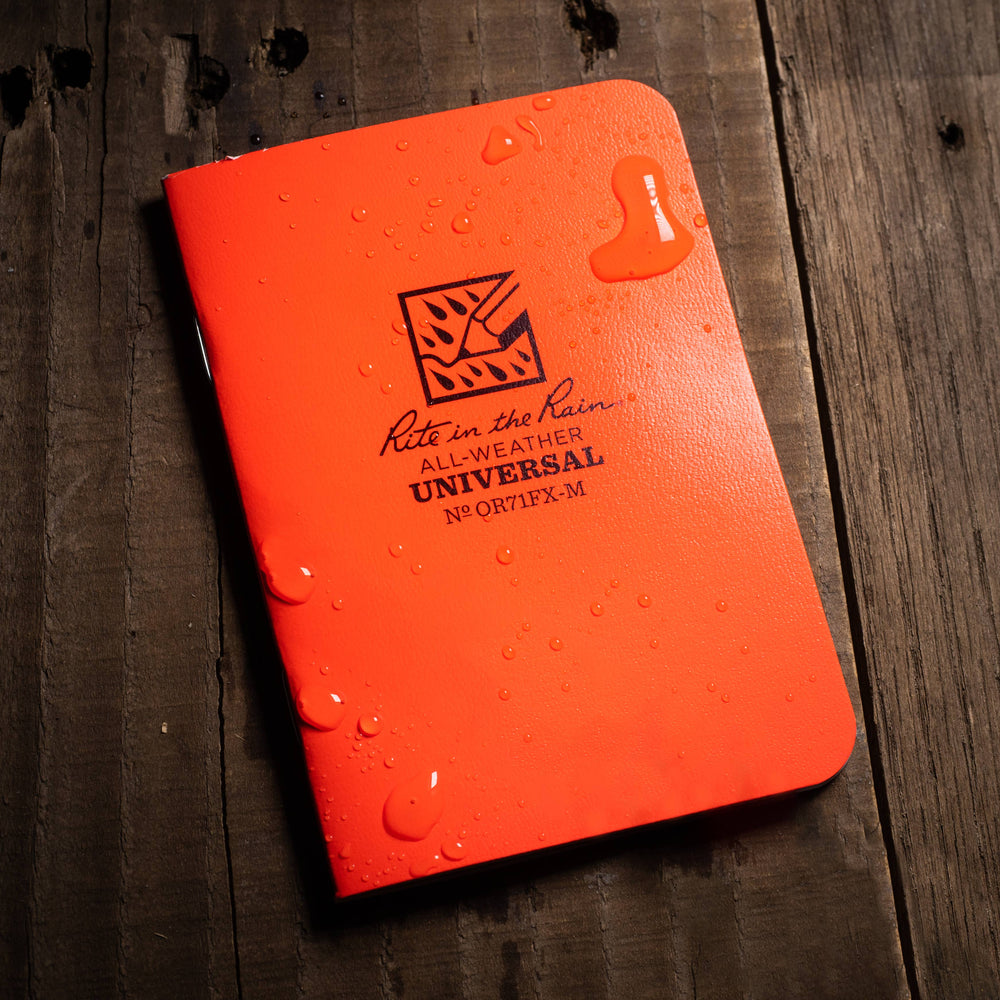 Rite in the Rain Notebook, 3.25" x 4.625" Orange Cover 3 PK