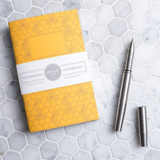 Set of 3 Pocket Letterpress Notebooks - Geometric