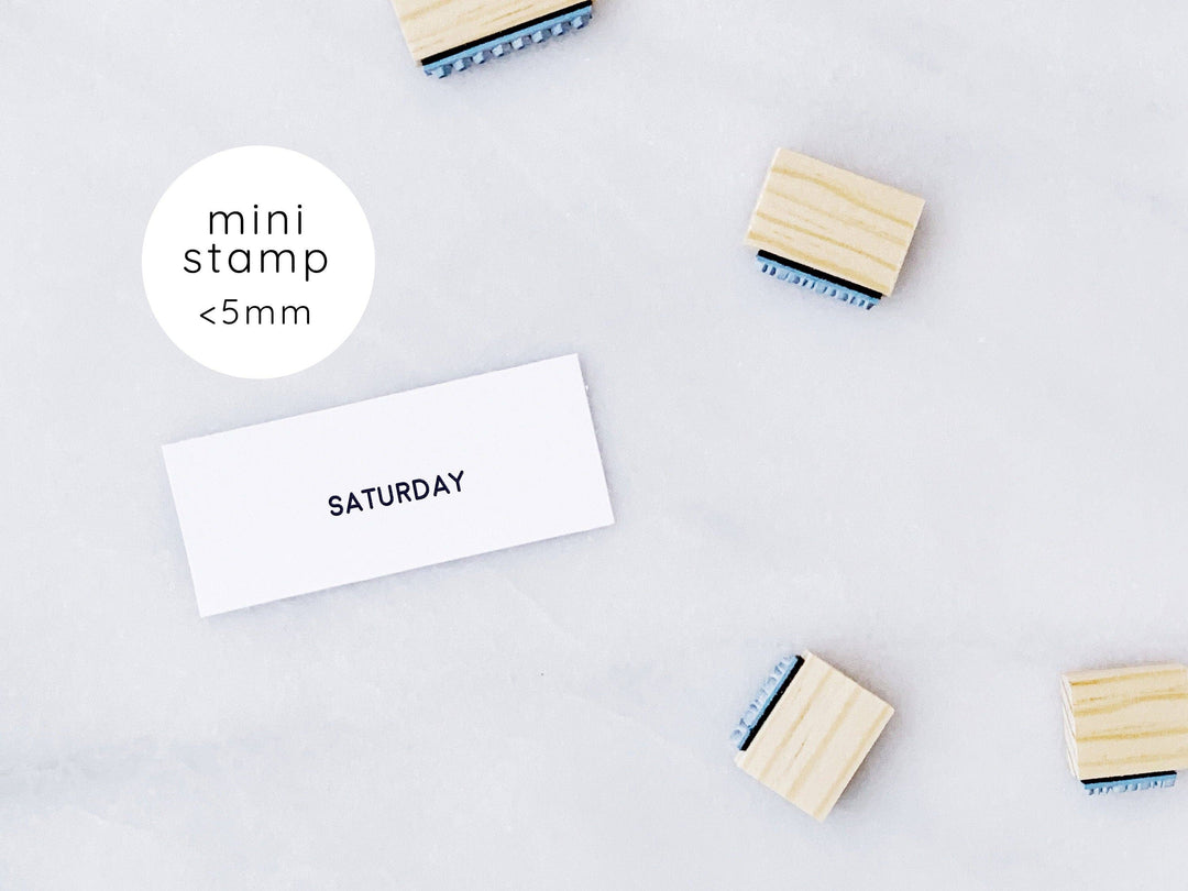 Full Days of the Week Rubber Stamp Set • Small Weekday Stamp