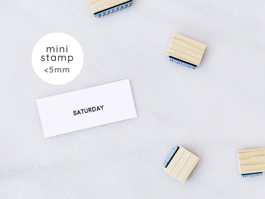 Full Days of the Week Rubber Stamp Set • Small Weekday Stamp
