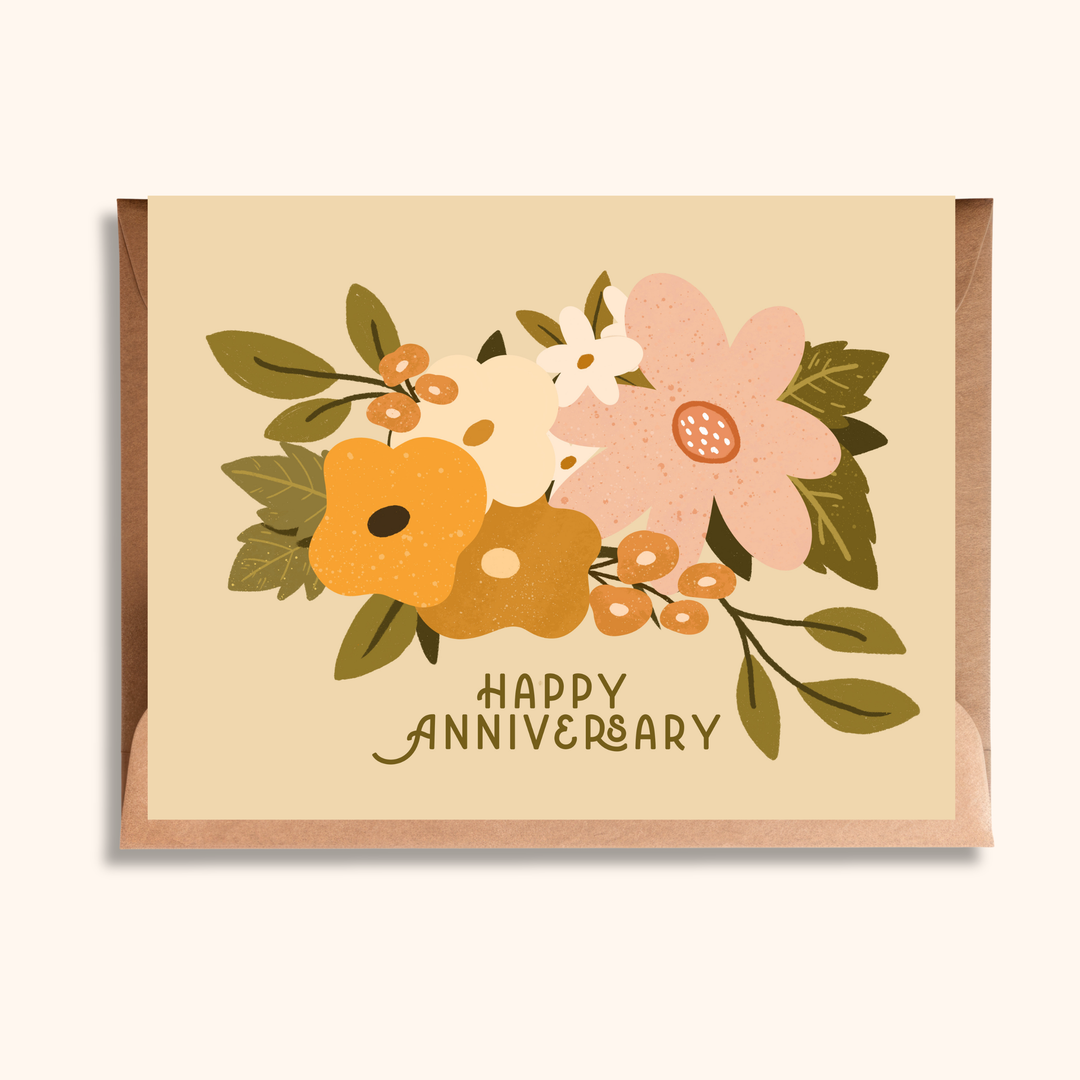 Happy Anniversary Card | Boho Floral Greeting Card