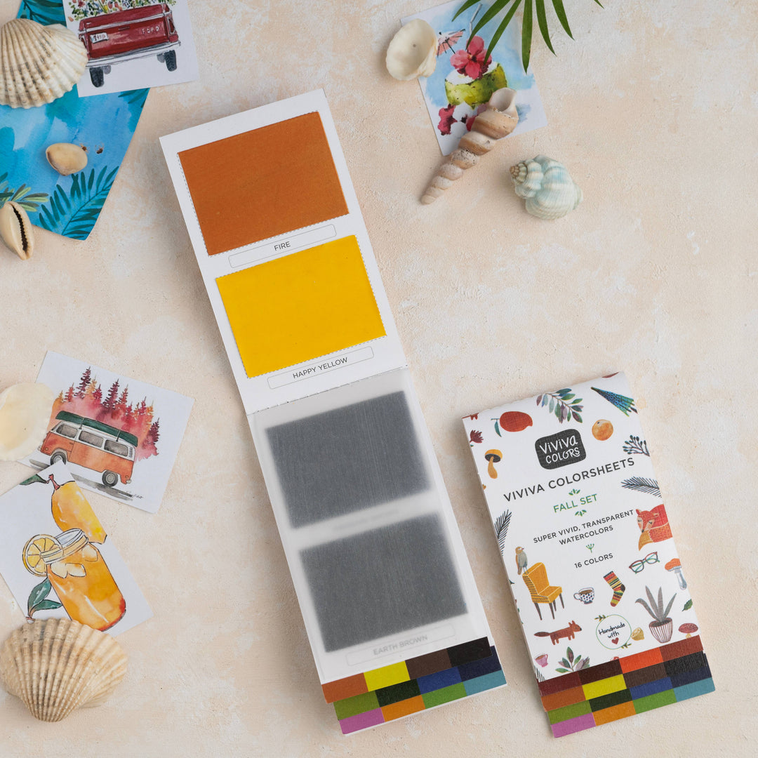 Viviva Colors Autumn/Fall Colorsheets - 16 Handmade Watercolors